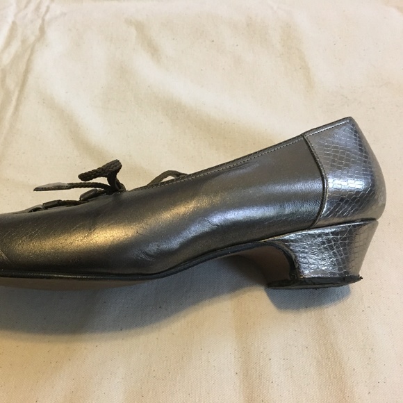 Mod metallic low heeled flats with laces - Picture 4 of 5